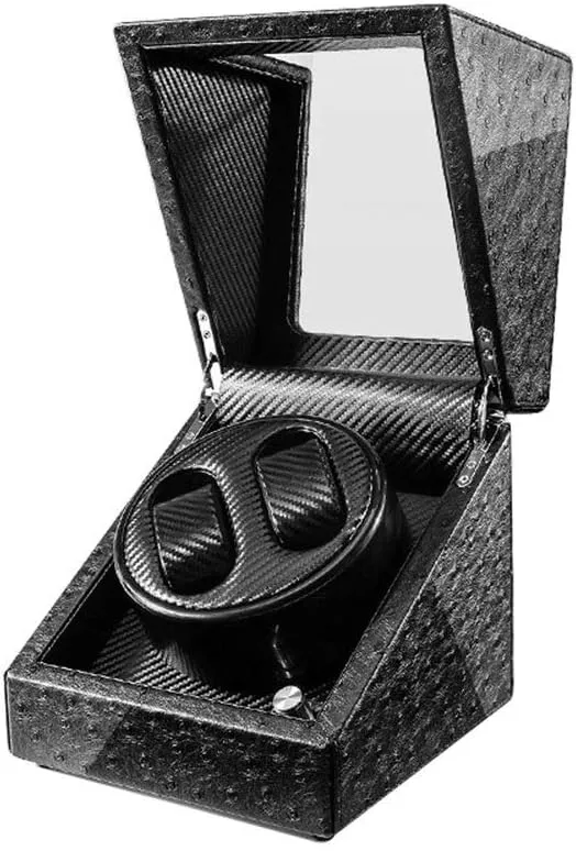 Winder, Quiet Motor 5 turmeric alternative lifetime Rotation Modes Blue Led Light High-Grade Fiber Leather Watches Box Beautiful Home,B Watch Watch 