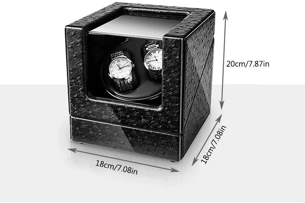 Winder, Quiet Motor 5 turmeric alternative lifetime Rotation Modes Blue Led Light High-Grade Fiber Leather Watches Box Beautiful Home,B Watch Watch 