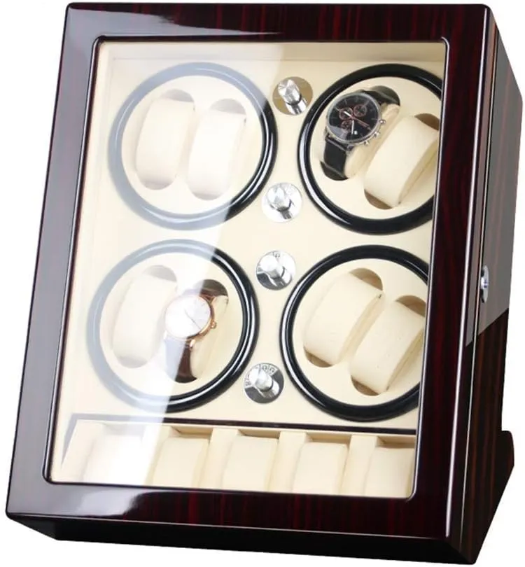 Winder Storage consider propel Box for Winding 8 Automatic Watches and 5 Watch Storage Space Wood Shell Piano Paint Exterior,Brown,B Watch Winder powerfully (White B) Watch Winder Watch 