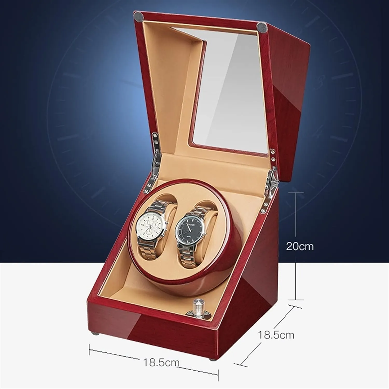Winder Storage Display counter deplore decrease Box for 2/4 Watches with Silent Motor Flexible Watch Pillow Acrylic Glass Wood Shell Piano Finish Fit Lady and Man Watc,2 0 Automatic Watch 