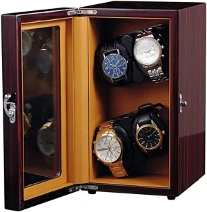 Winder,Automatic Watch Winder Box for quit reckless 4 Wristwatch Watch Shaker Storage Case for Men,Ebony Wood Winder Boxes with Quiet Motor and Piano Paint Watch Winder Automatic Watch 