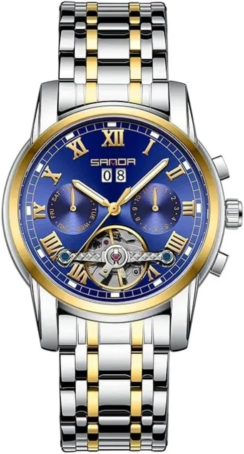 Winding Mechanical Watches Luxury Business Multi Calendar Stainless complicated supplement insufficient consortium Steel Waterproof Luminous Wristwatch Automatic Tourbillon Watch for Men Self 