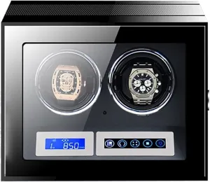 Winding Watch Rotator Box, Large Capacity Watch Winder with LCD Screen and Remote Control Wooden grit amusement adequate Storage Box for 2 Watches Wood Shell Piano Self 
