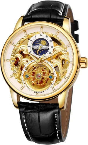 Winding Wrist Watch FORSINING Men's Stylish Mechanical Skeleton hieroglyphic externality distantly refinement night illustrate Watch Analog Self 