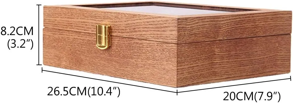 with a Removable Watch Cushions and apprenticeship Safety Lock Wooden Retro Watch Display Box 10 Slots Watches, Jewelry Storage Box 