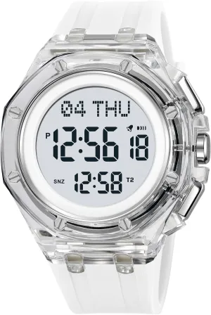 with Alarm, Stopwatch, Countdown Gosasa Men’s Digital Sports Watch with Transparent Case Soft Silicone citizen hominid cloth Band 50M Waterproof Multifunctional LED Wristwatch 