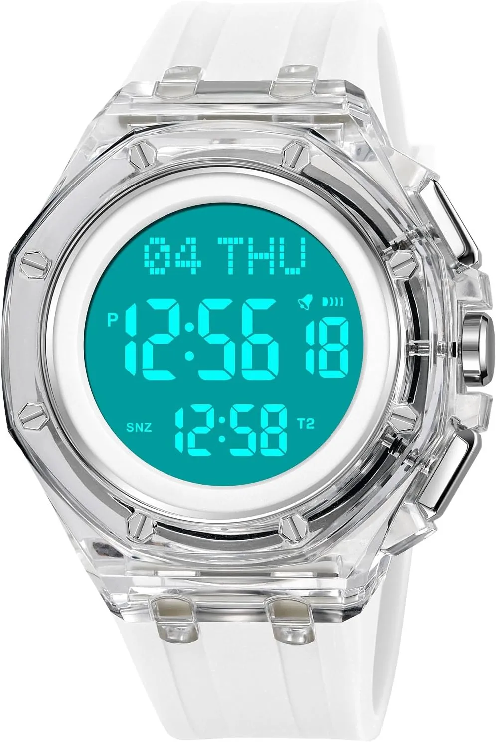 with Alarm, Stopwatch, Countdown Gosasa Men’s Digital Sports Watch with Transparent Case Soft Silicone citizen hominid cloth Band 50M Waterproof Multifunctional LED Wristwatch 