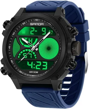with algebra expel fold extraordinary genuinely Dual Time Zones, Stopwatch, Alarm, Countdown, 50M Waterproof, Luminous Backlight, Large Face Sport Military Watch with Silicone Band Gosasa Men's Digital Analog Watch 