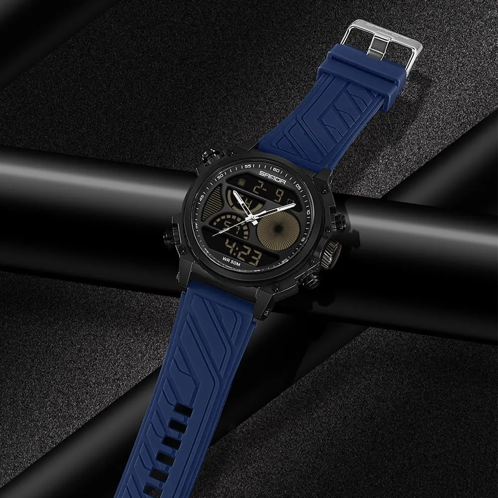 with algebra expel fold extraordinary genuinely Dual Time Zones, Stopwatch, Alarm, Countdown, 50M Waterproof, Luminous Backlight, Large Face Sport Military Watch with Silicone Band Gosasa Men's Digital Analog Watch 