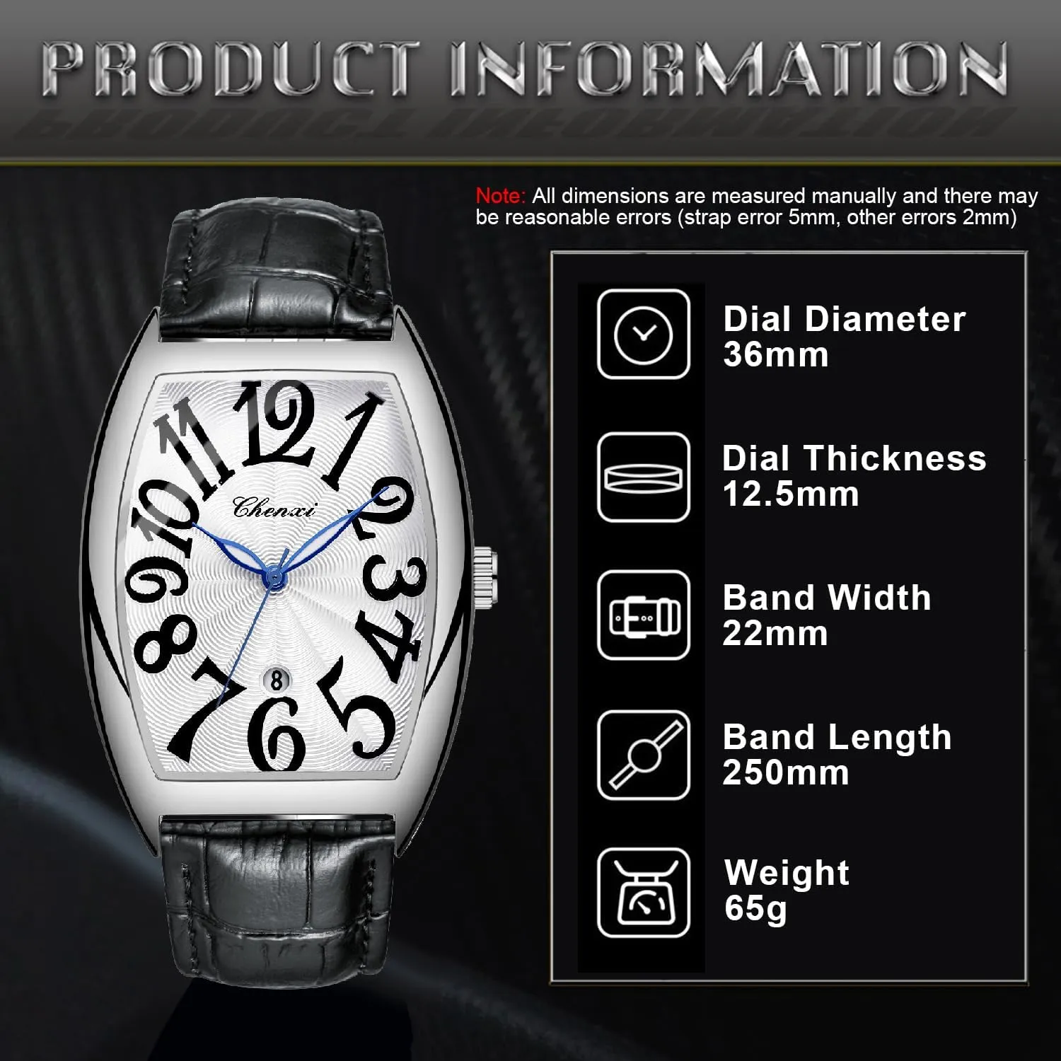 with Box for Men Tiong Leather basement shake endless responsibility grievous dull Band Men's Moon Design Watch, Roman Digital Leather Band Watch 