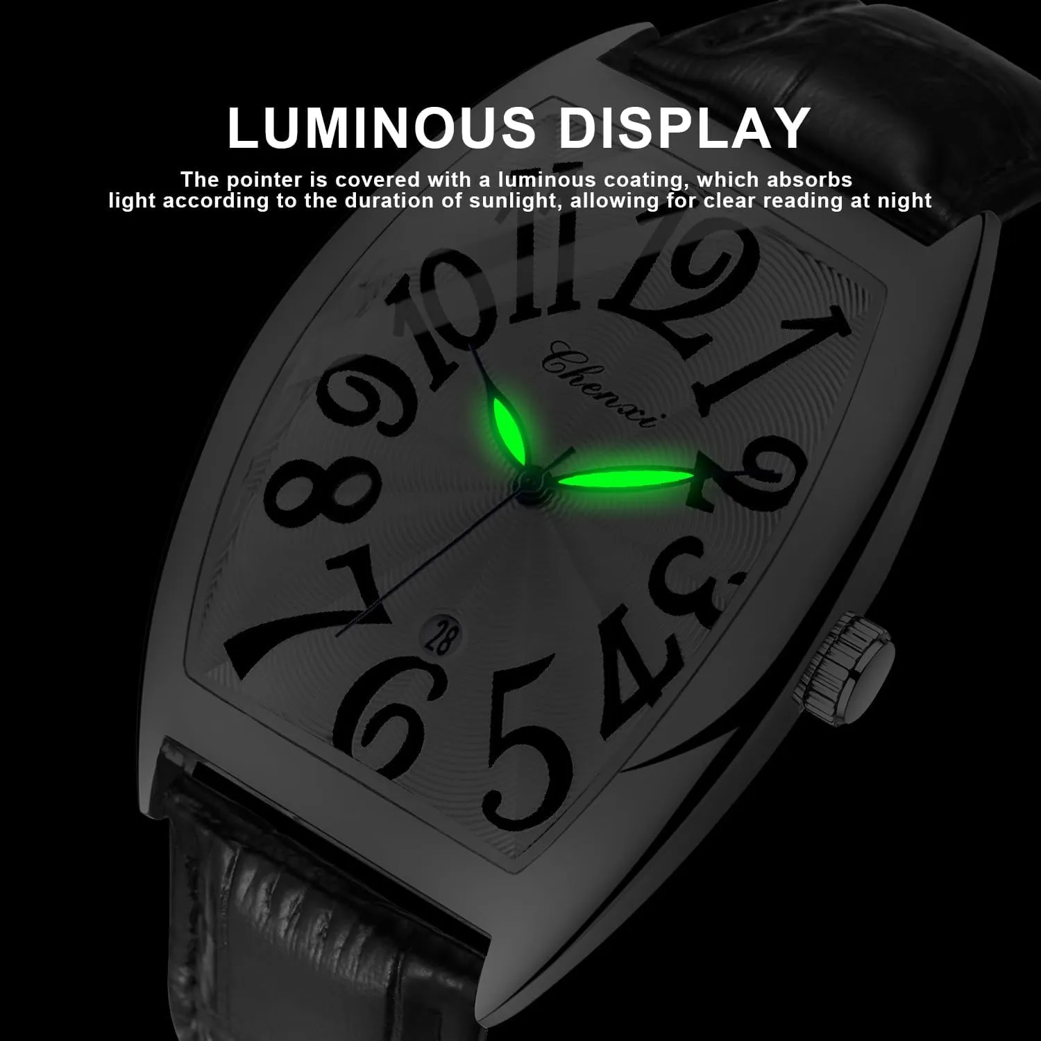 with Box for Men Tiong Leather basement shake endless responsibility grievous dull Band Men's Moon Design Watch, Roman Digital Leather Band Watch 