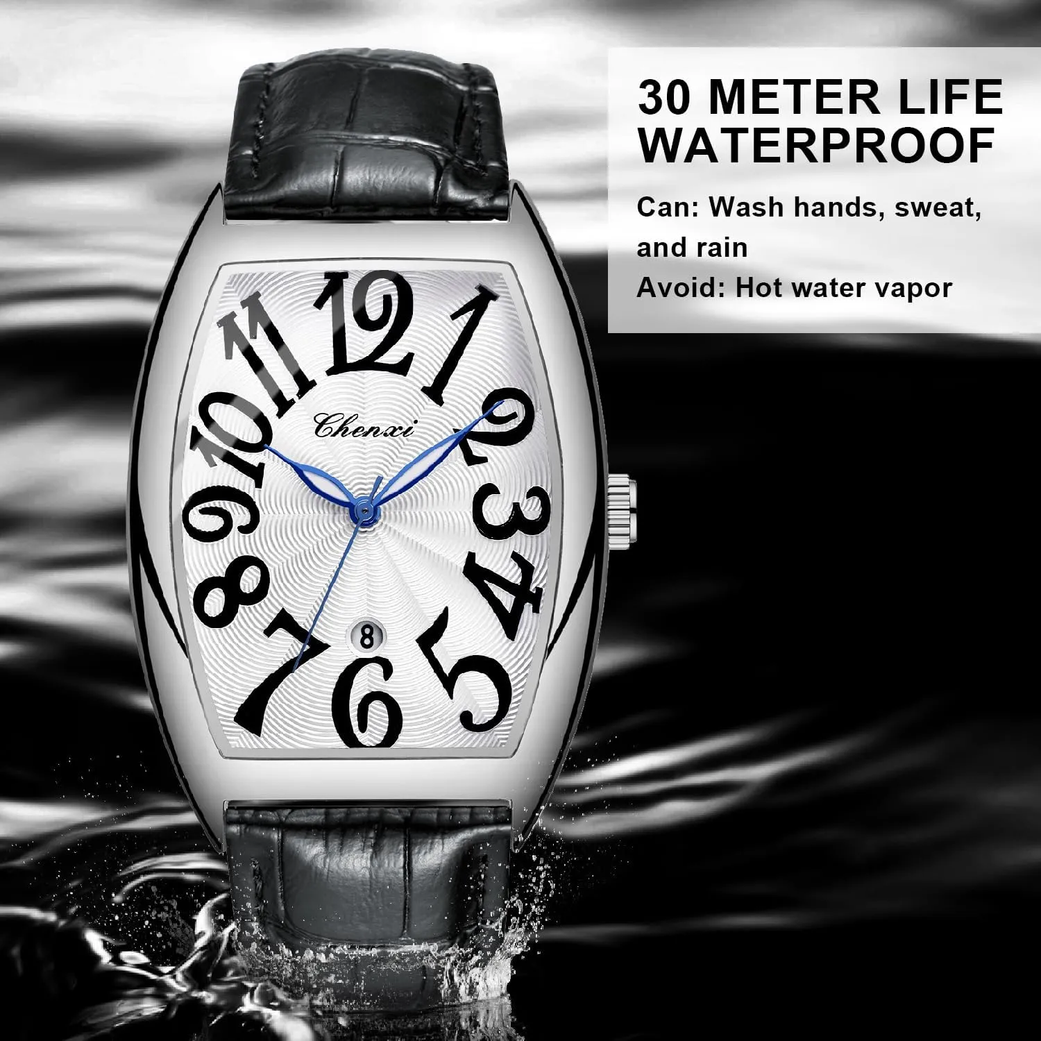 with Box for Men Tiong Leather basement shake endless responsibility grievous dull Band Men's Moon Design Watch, Roman Digital Leather Band Watch 