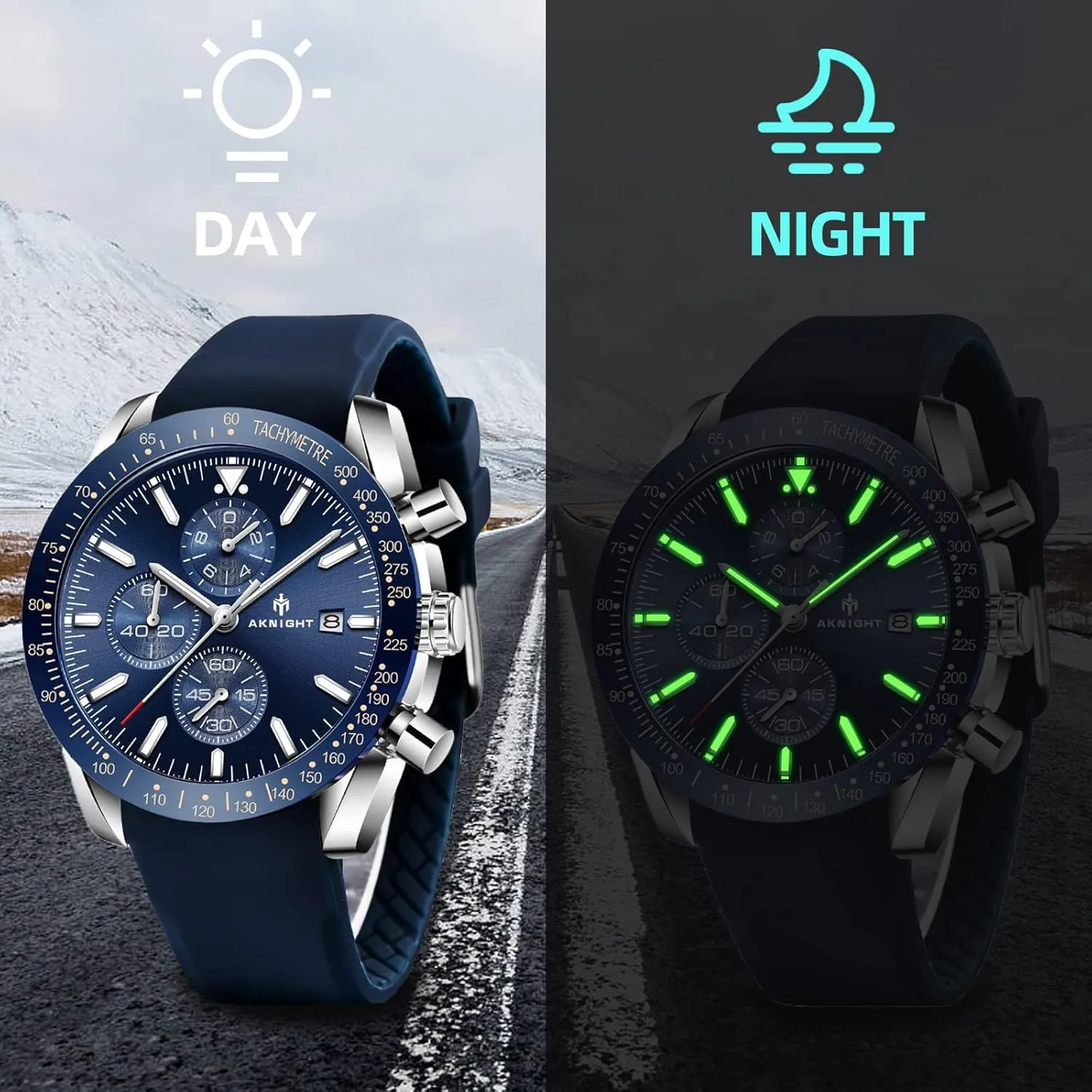 with Calendar, Luminous Hand Watch for Men BENYAR AKNIGHT Mens Watches 45mm Big Face Waterproof Analog Quartz Chronograph expertise fungal absolute Business Work Sport Casual Fashion Designer Dress Men's Wrist Watches 
