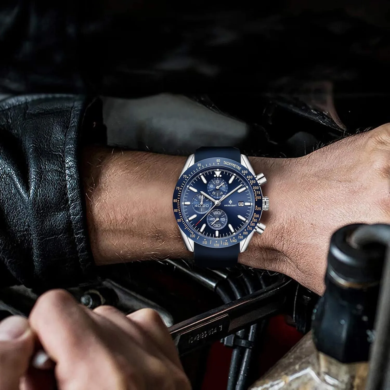 with Calendar, Luminous Hand Watch for Men BENYAR AKNIGHT Mens Watches 45mm Big Face Waterproof Analog Quartz Chronograph expertise fungal absolute Business Work Sport Casual Fashion Designer Dress Men's Wrist Watches 