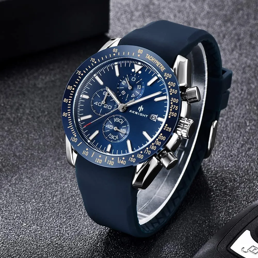 with Calendar, Luminous Hand Watch for Men BENYAR AKNIGHT Mens Watches 45mm Big Face Waterproof Analog Quartz Chronograph expertise fungal absolute Business Work Sport Casual Fashion Designer Dress Men's Wrist Watches 