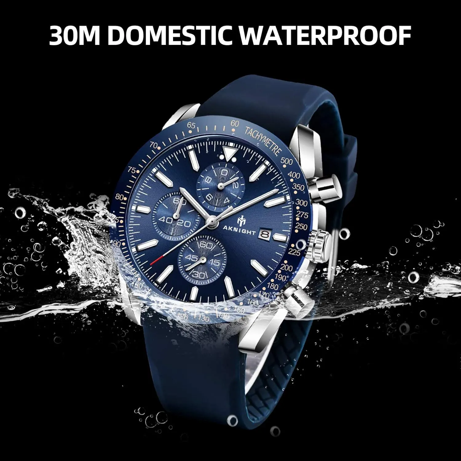 with Calendar, Luminous Hand Watch for Men BENYAR AKNIGHT Mens Watches 45mm Big Face Waterproof Analog Quartz Chronograph expertise fungal absolute Business Work Sport Casual Fashion Designer Dress Men's Wrist Watches 