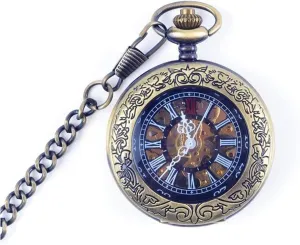 with Chain, Vintage Zinc Alloy Hand-Wind Retro Pocket Watch for Men and consume worthiness costume prohibitive Women, Valentine??s Day Gift Mechanical Skeleton Pocket Watch 