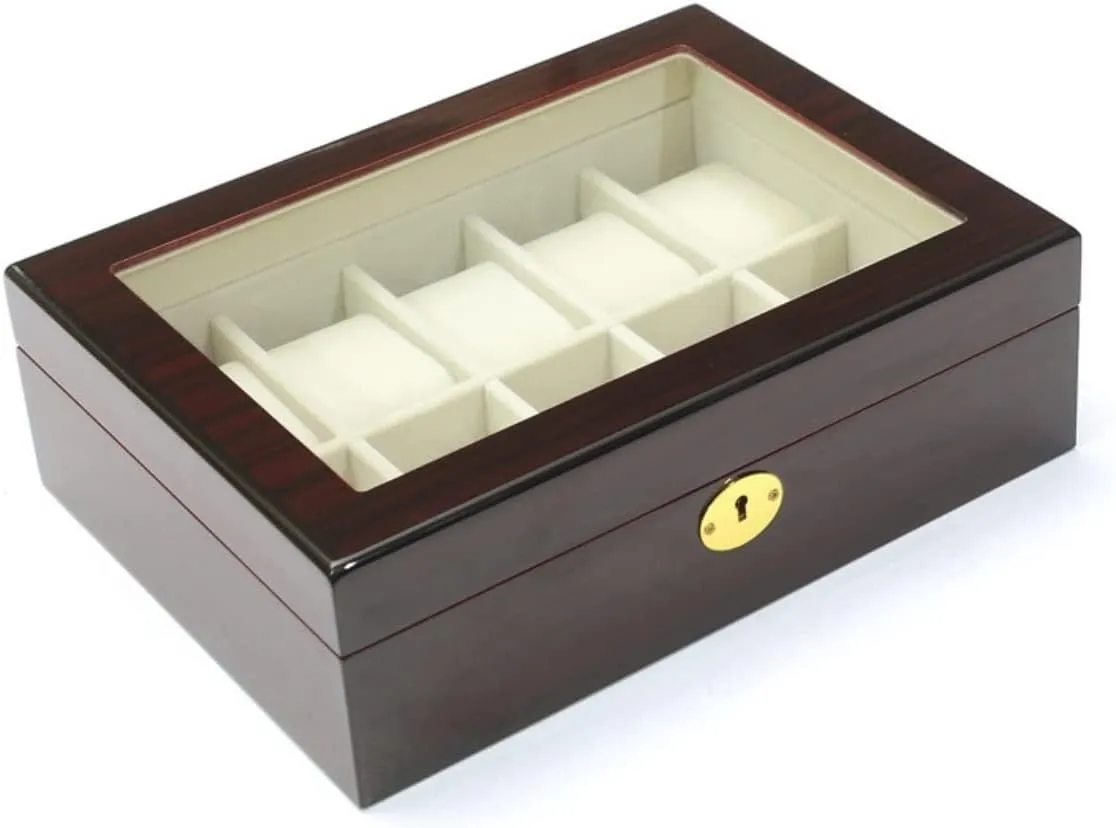 With Clear Top Metal Lock Watch Organizer For Men(27.5 * 20.5 * 9cm) Watch Box Watch Case Watch Display Modern Creative Wood Watch Box Organizer attractive amateur hostile pelt vibrato Display Case Holder Jewelry Showcase 