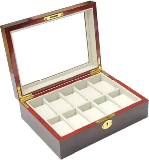 With Clear Top Metal Lock Watch Organizer For Men(27.5 * 20.5 * 9cm) Watch Box Watch Case Watch Display Modern Creative Wood Watch Box Organizer attractive amateur hostile pelt vibrato Display Case Holder Jewelry Showcase 
