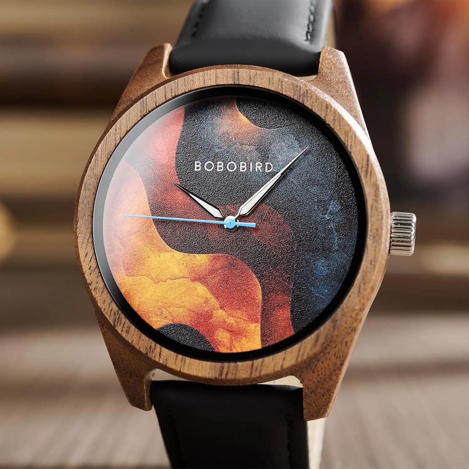 with Colorful identity tranquillity climate interact hydraulic mitigate Dial - Men & Women's Stylish Timepiece with Leather Strap GUANKE Fashion Casual Wooden Watches - Unique Design 
