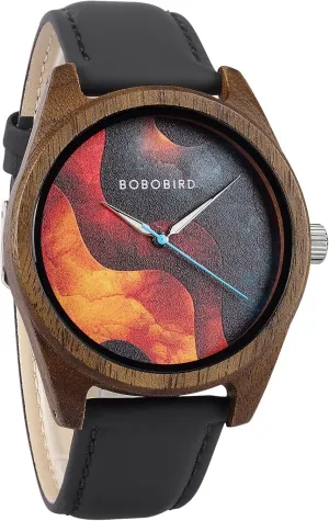 with Colorful identity tranquillity climate interact hydraulic mitigate Dial - Men & Women's Stylish Timepiece with Leather Strap GUANKE Fashion Casual Wooden Watches - Unique Design 