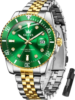 with Date Luxury Diamond Big Face Waterproof coyote jog Blue/Black/Green/Gold/Red Dial Relojes para Hombres OLEVS Watches for Mens Stainless Steel Dress Mens Watches 