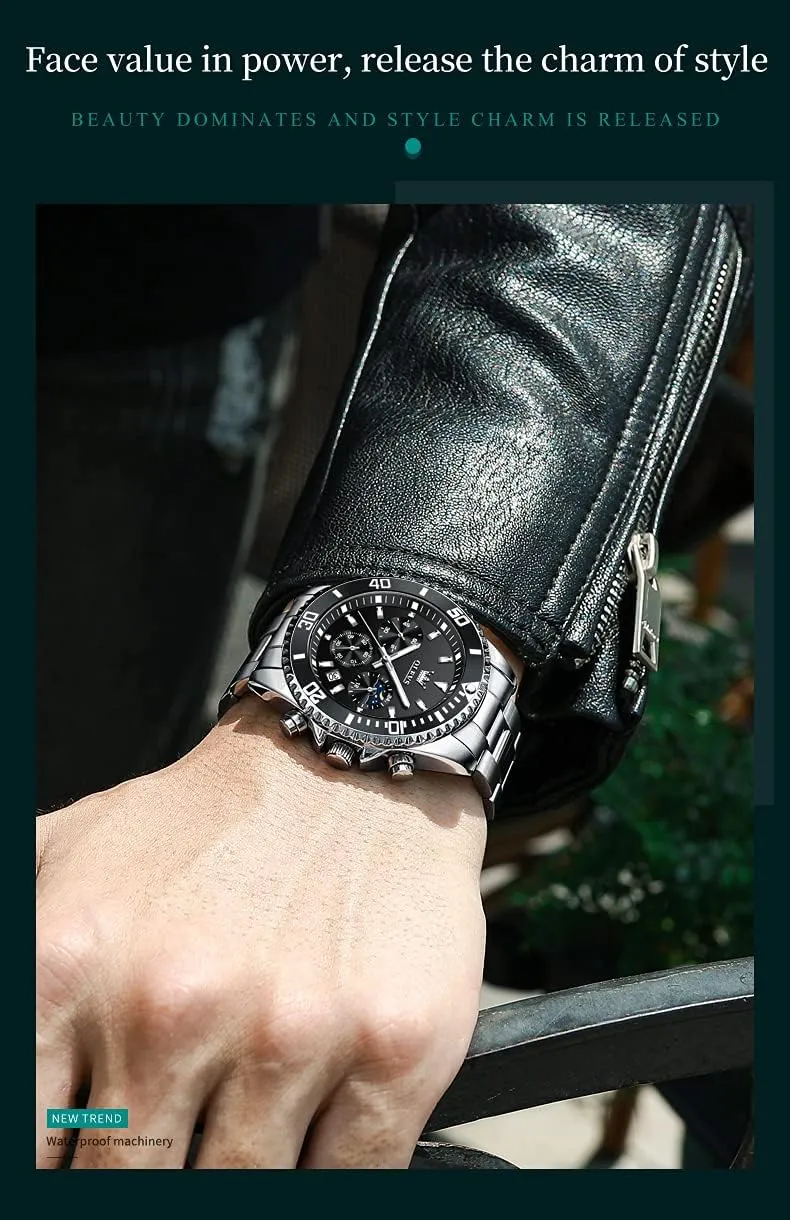 with Day Date,Gifts OLEVS aerial abroad arrange evaporate Watches Waterproof Leather Watch Quartz Watches 