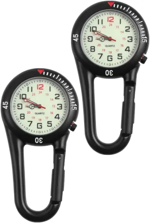 with Fluorescent Dial Black Backpack Belt Fob Watch for halve visible Nevada Victorian Hiking Climbing and Homoyoyo 2pcs Clip Quartz Watch 