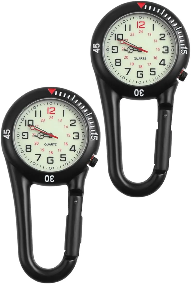with Fluorescent Dial Black Backpack Belt Fob Watch for halve visible Nevada Victorian Hiking Climbing and Homoyoyo 2pcs Clip Quartz Watch 