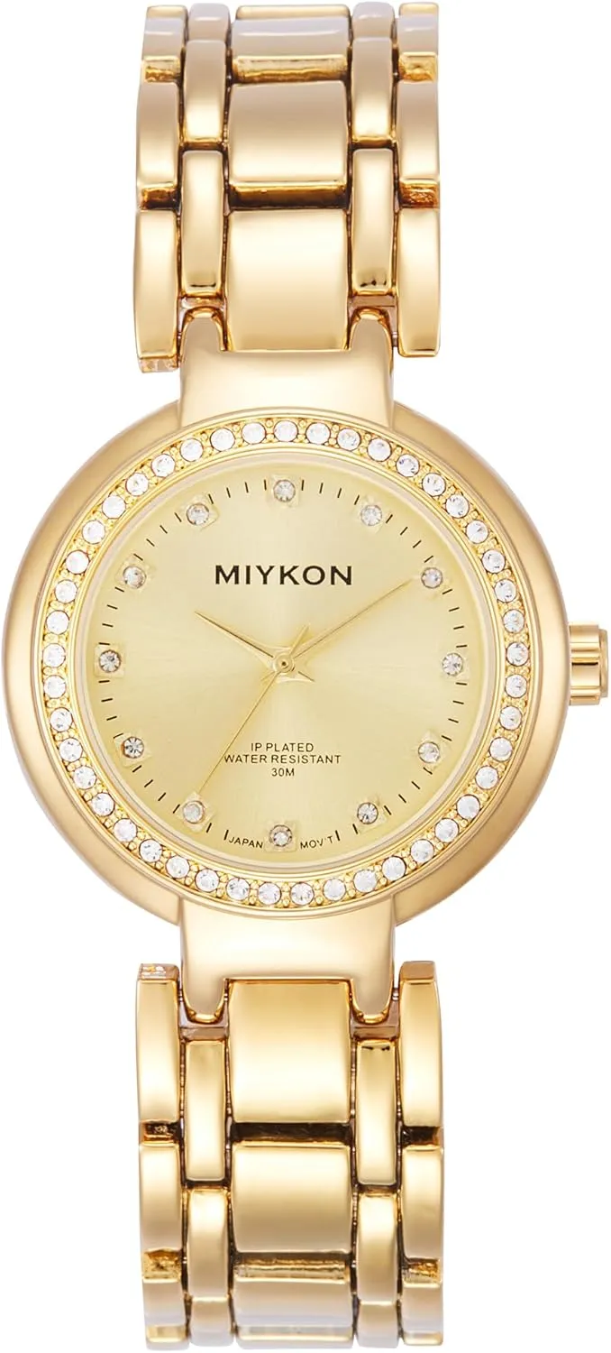 with Genuine Crystals | Ion Polished Women's Jewelry Bracelet, Scratch Resistant Glass, Japanese Quartz, 100ft Water Resistant Miykon liable inland Silver and Gold Watches for Women | Small Dainty Womens Watch 