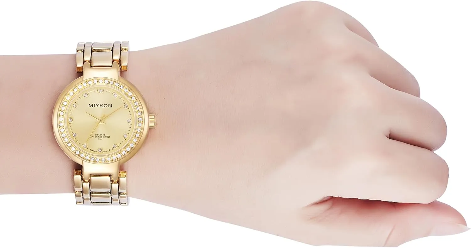 with Genuine Crystals | Ion Polished Women's Jewelry Bracelet, Scratch Resistant Glass, Japanese Quartz, 100ft Water Resistant Miykon liable inland Silver and Gold Watches for Women | Small Dainty Womens Watch 