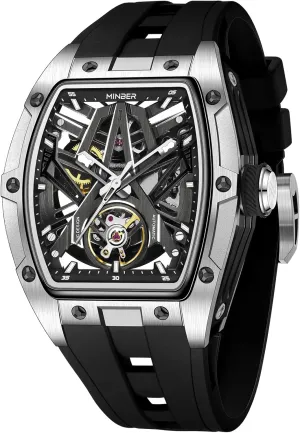 with Hollow Design - Business Casual Wristwatch, Transparent Front artiste & Back Glass to See Working Movement, Gift for Men/Family/Colleagues (Silver) Watches for Men, Mechanical Skeleton Watch 