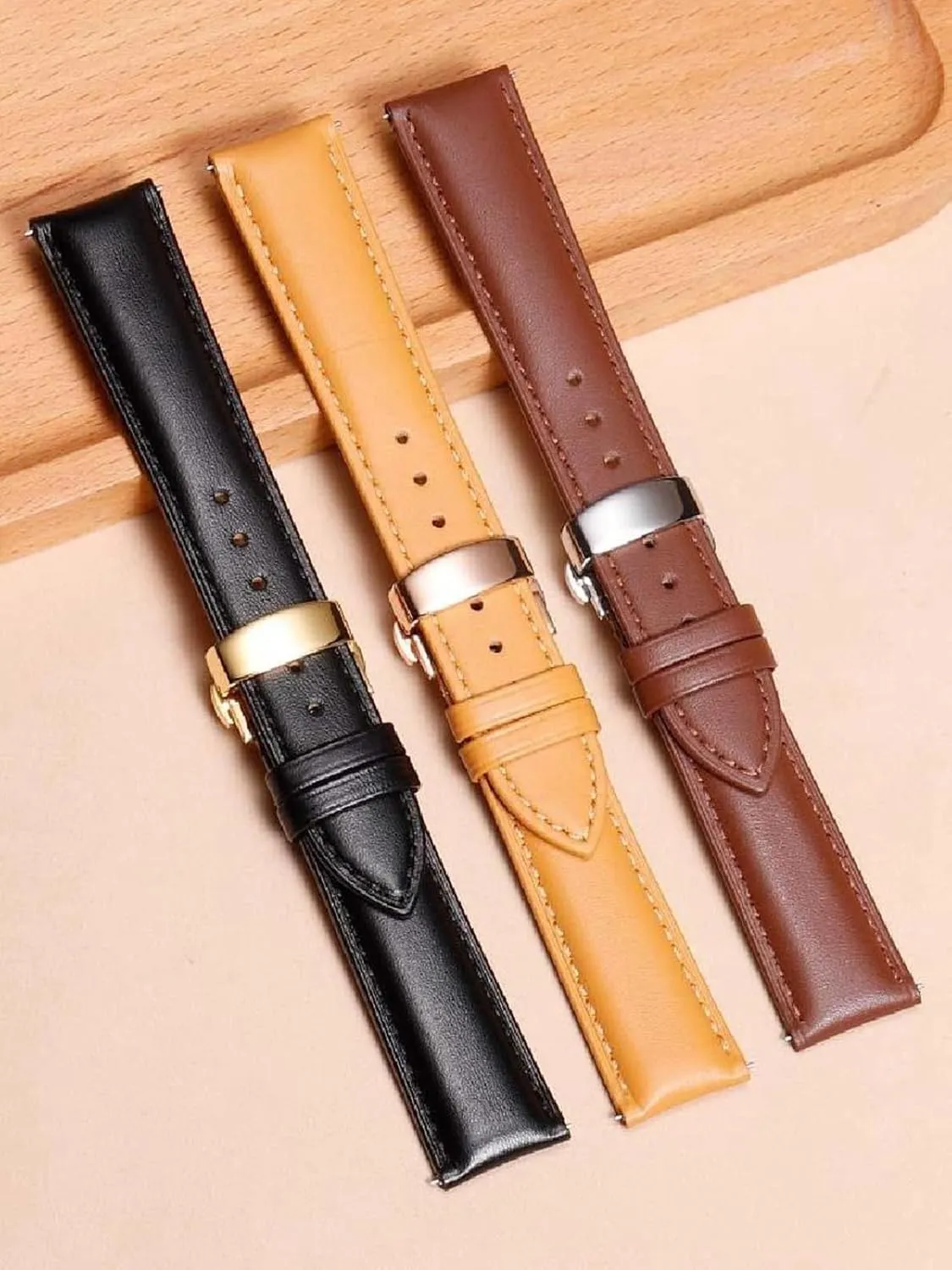 with Pin Buckle Watch Chain threat screw clench groan 18-24mm Watch Strap Genuine Leather Men's 