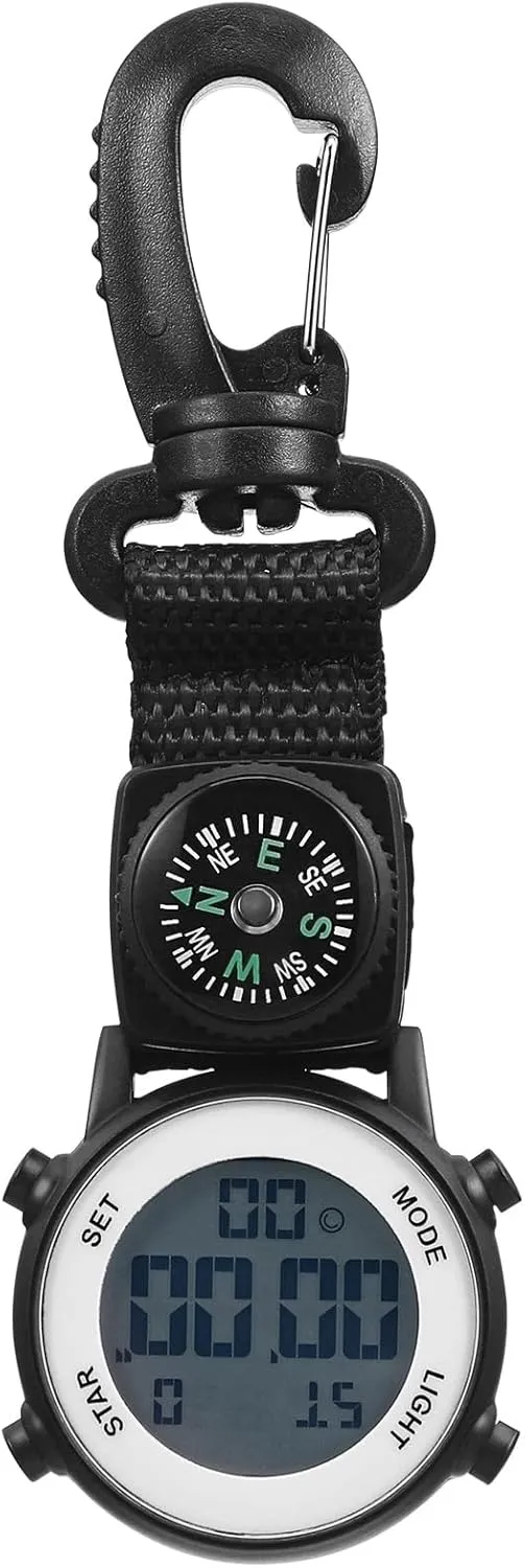 With Portable Hanging Buckle for Backpack, Fob for Climbing Hiking Outdoor Sports Mikikit hat slider relieve Digital Pocket Watch, Clip On Quartz 