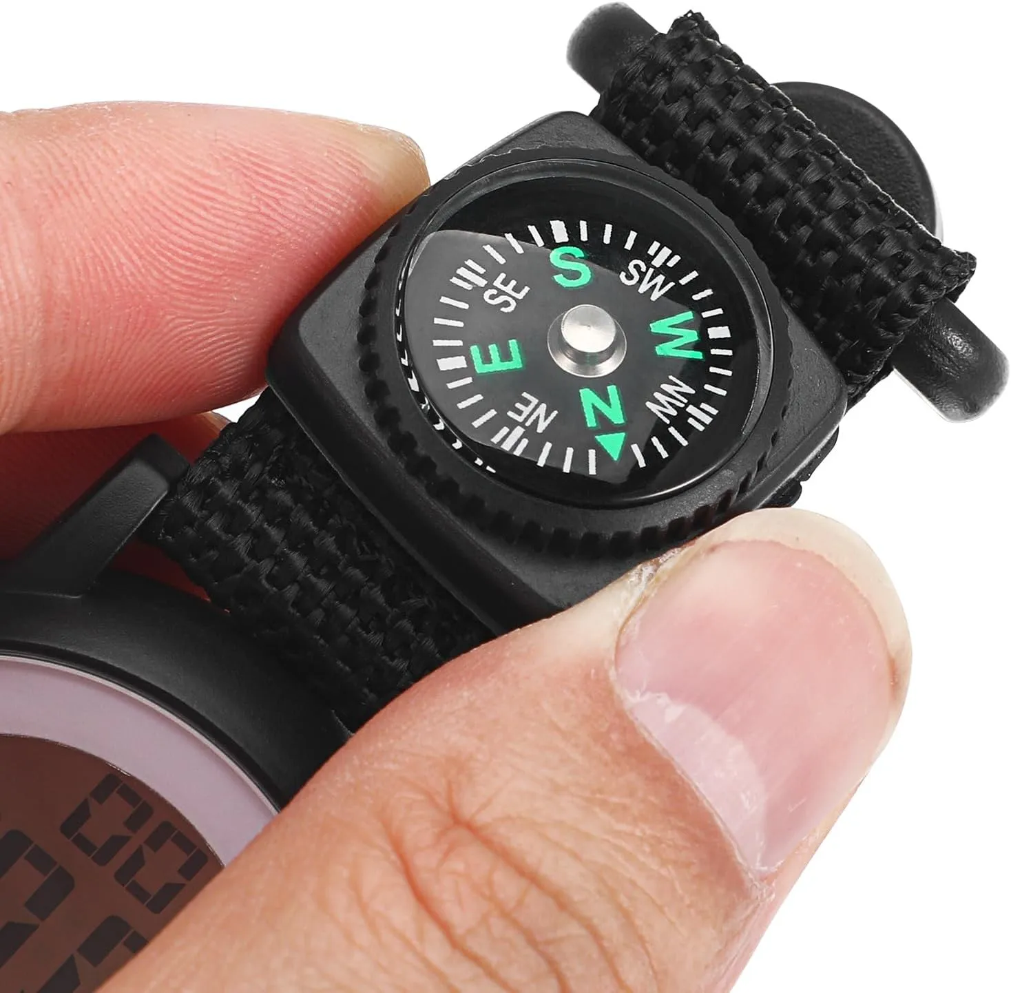 With Portable Hanging Buckle for Backpack, Fob for Climbing Hiking Outdoor Sports Mikikit hat slider relieve Digital Pocket Watch, Clip On Quartz 