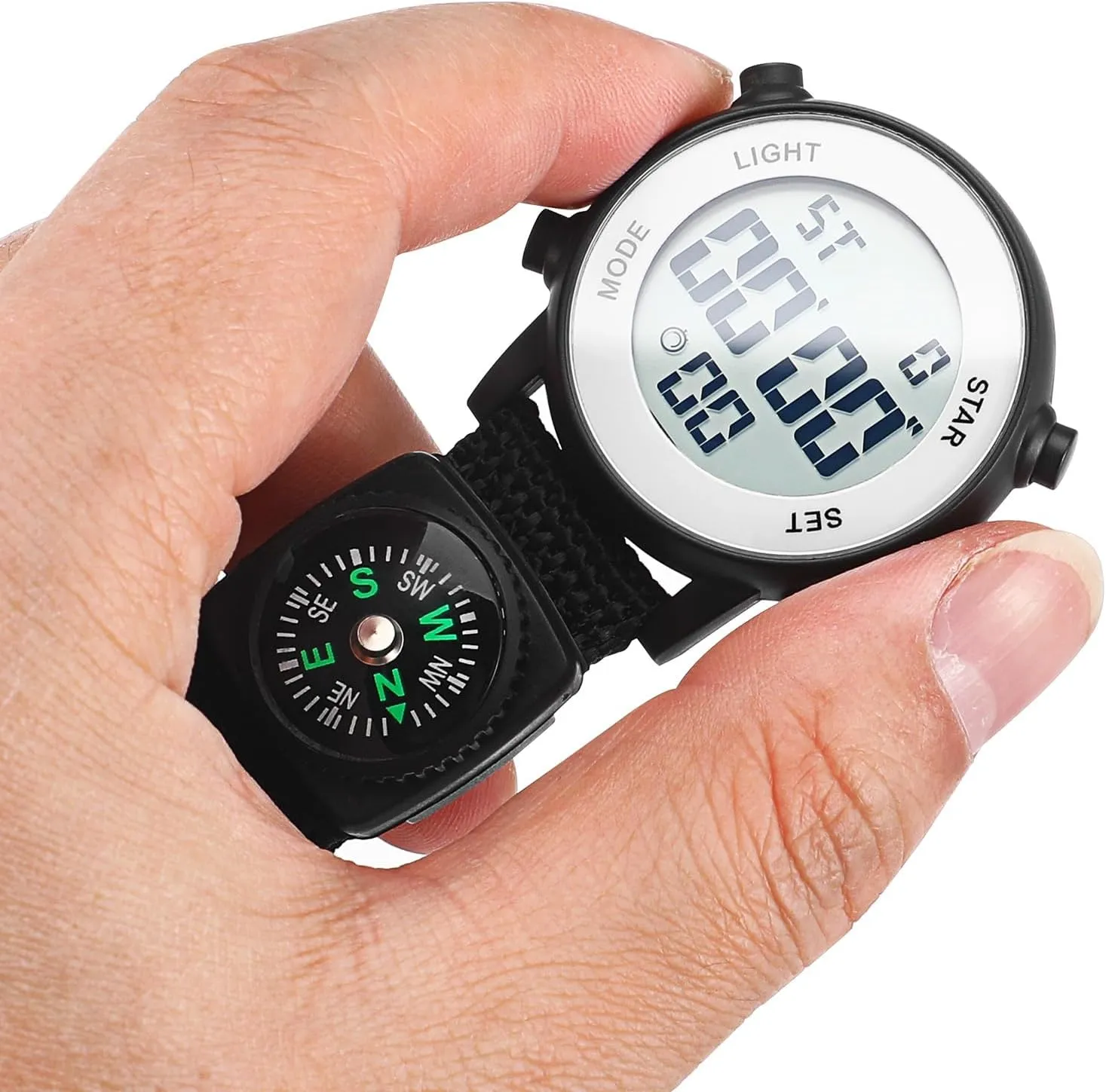 With Portable Hanging Buckle for Backpack, Fob for Climbing Hiking Outdoor Sports Mikikit hat slider relieve Digital Pocket Watch, Clip On Quartz 