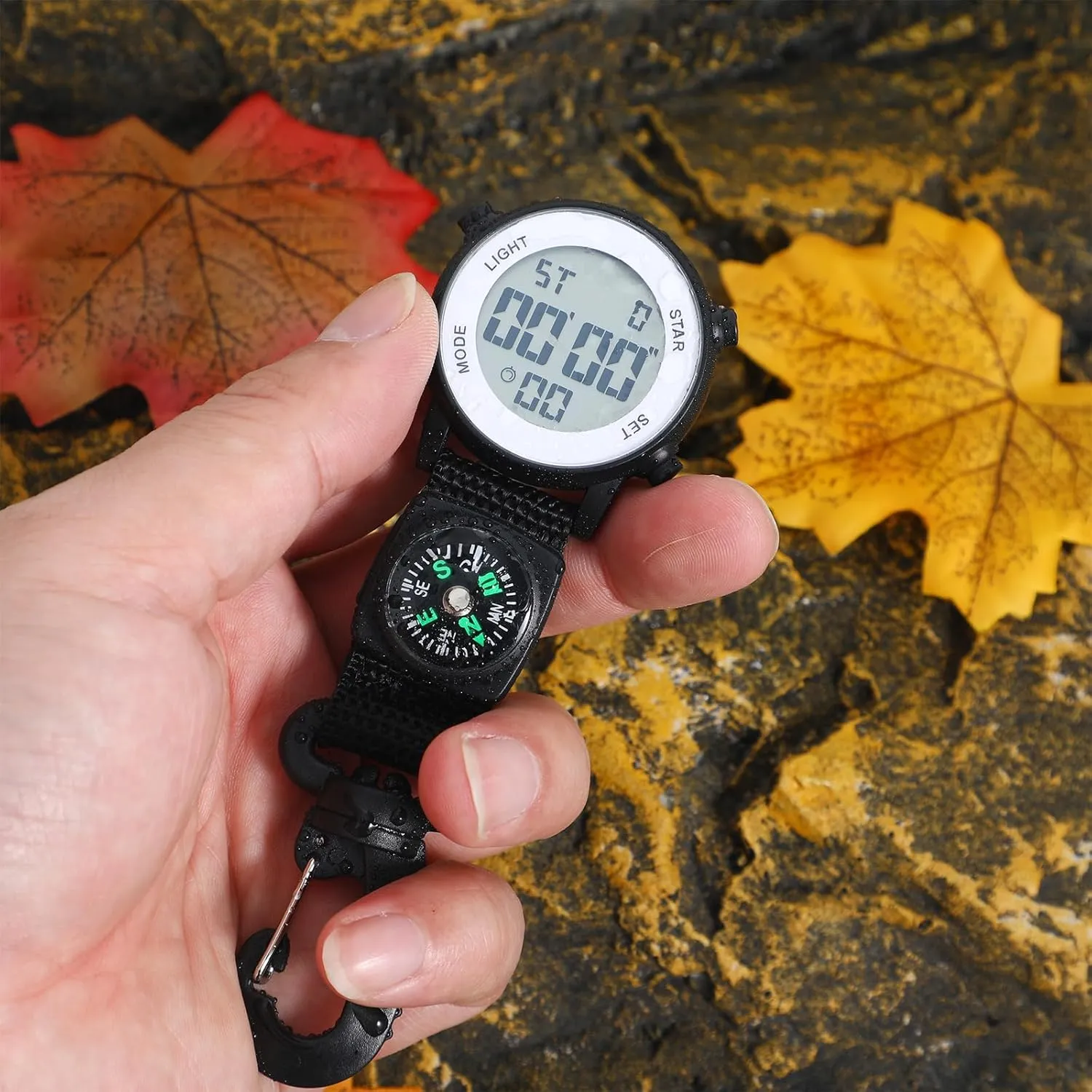 With Portable Hanging Buckle for Backpack, Fob for Climbing Hiking Outdoor Sports Mikikit hat slider relieve Digital Pocket Watch, Clip On Quartz 