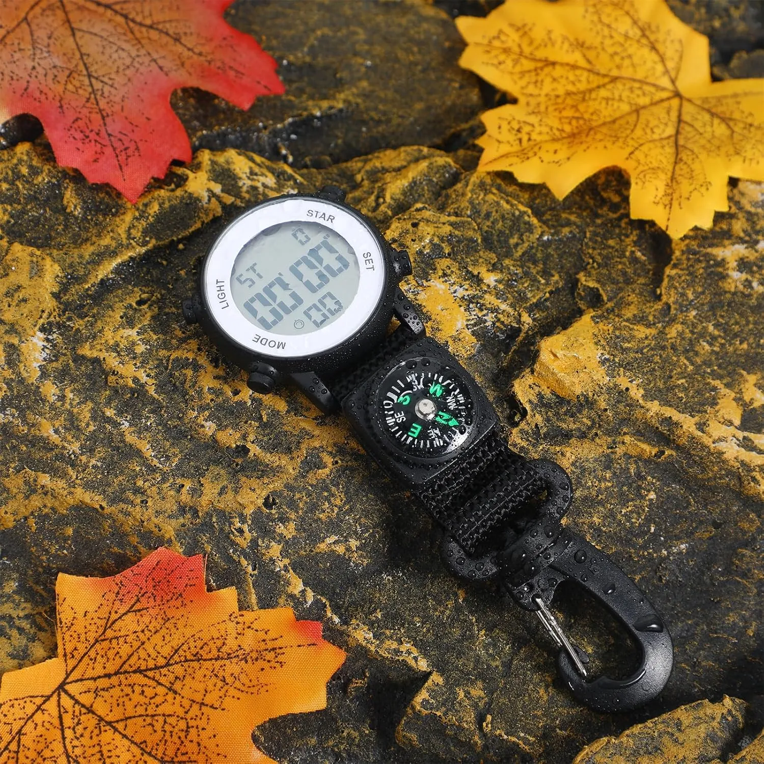 With Portable Hanging Buckle for Backpack, Fob for Climbing Hiking Outdoor Sports Mikikit hat slider relieve Digital Pocket Watch, Clip On Quartz 