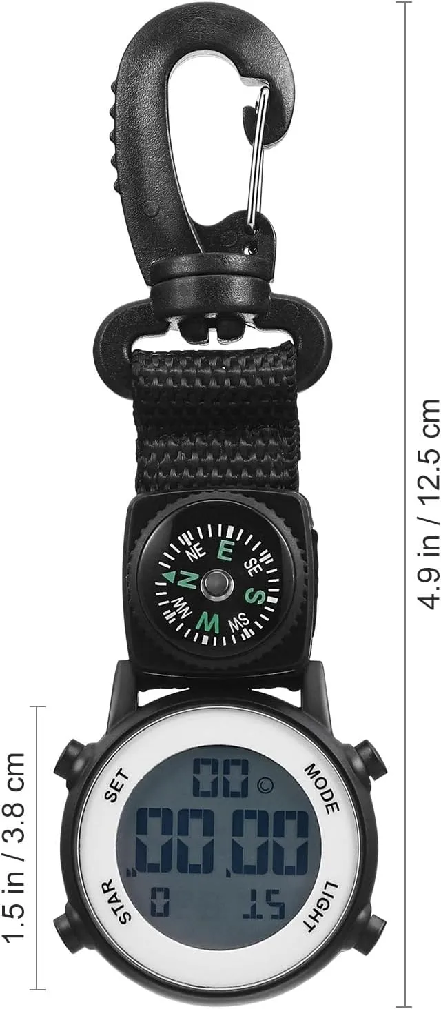 With Portable Hanging Buckle for Backpack, Fob for Climbing Hiking Outdoor Sports Mikikit hat slider relieve Digital Pocket Watch, Clip On Quartz 