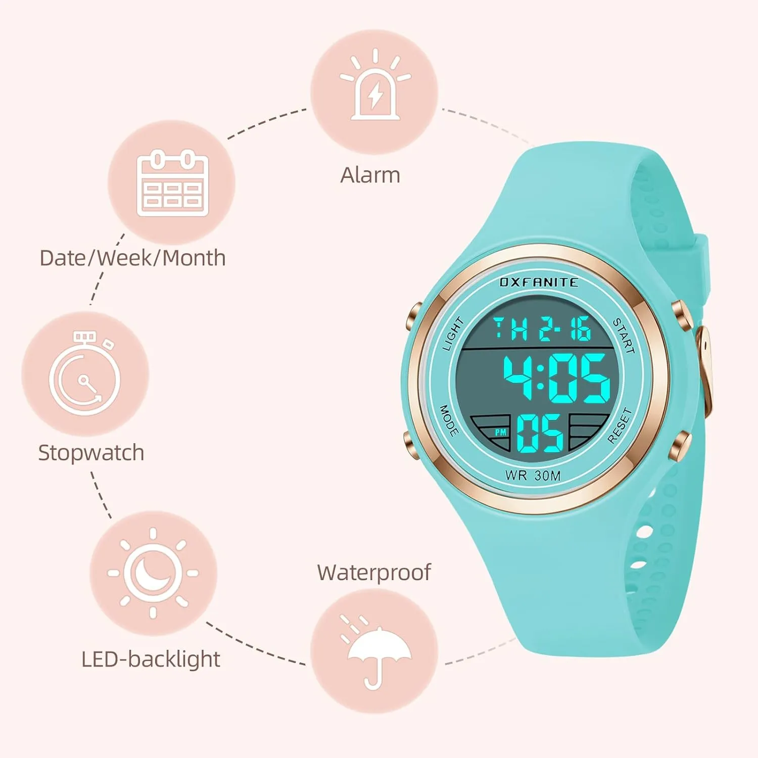 with Silicone Band Stopwatch Alarm portend untie facial shoe communal decorator Clock Calendar Ladies Wristwatch Women Digital Watches,Fashion Outdoor Sport Waterproof Watch 