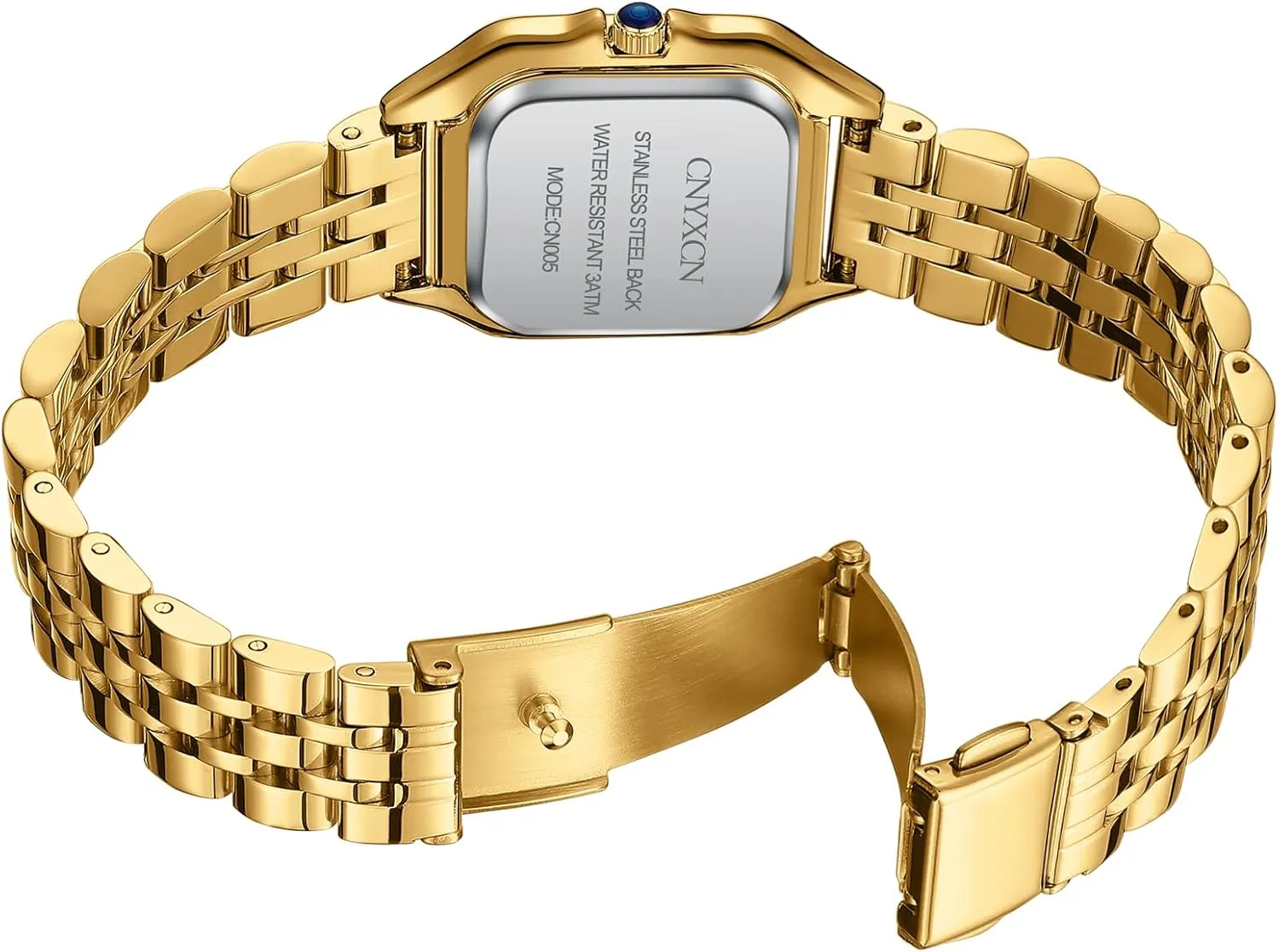 with Stainless Steel Band,Rectangular Case Roman Dial,Water Resistant,Bracelet Adjuster Included Small impervious Gold Watches for Women 