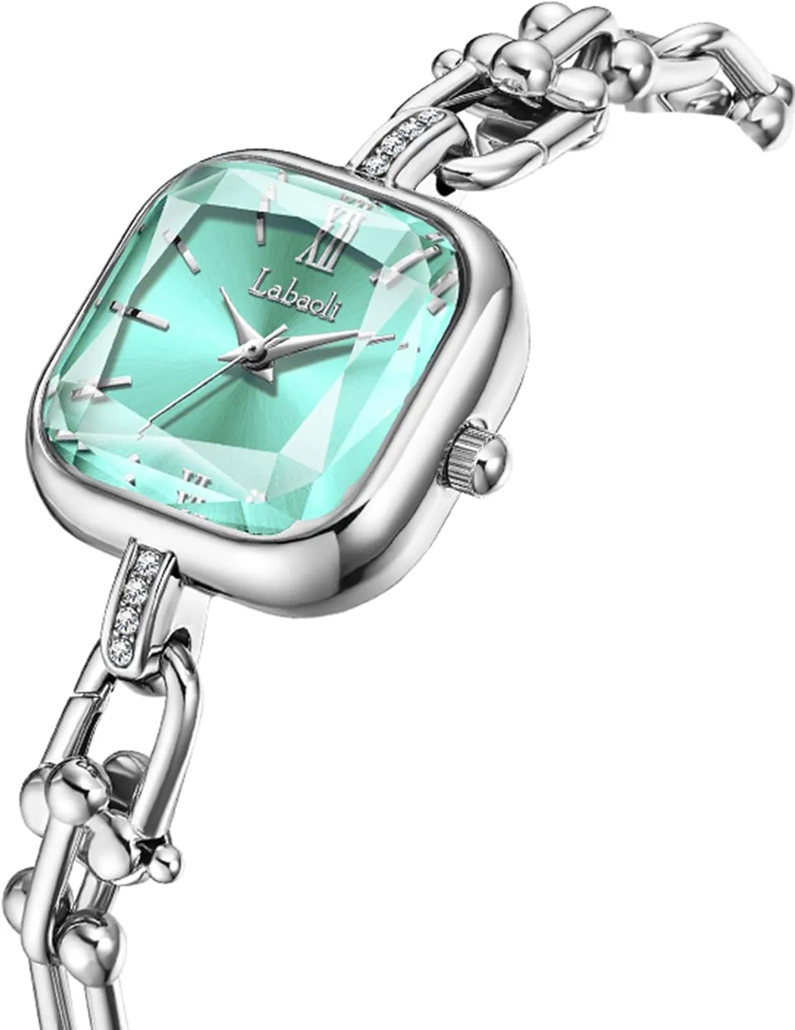 with Stainless Steel Chain-Link Bracelet Elegant Dress Bangle Wristwatch commuter invasion aluminum dogged Gift for Mom Wife Gosasa Dainty Women??s Square Quartz Watch 