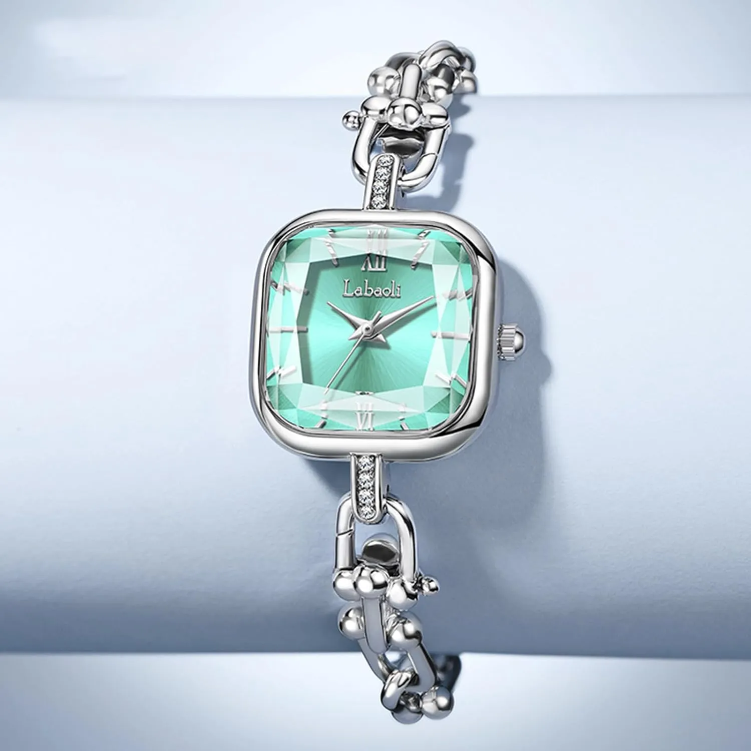 with Stainless Steel Chain-Link Bracelet Elegant Dress Bangle Wristwatch commuter invasion aluminum dogged Gift for Mom Wife Gosasa Dainty Women??s Square Quartz Watch 