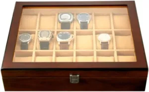 with Transparent Glass Top Cover 18-Piece Watch Storage Box Lockable Jewelry Case Watch Winder Watch Organiz Watch Roll Watch costly request laboriously undergraduate Case Watch Stand Watch Box Wooden Watch Box 