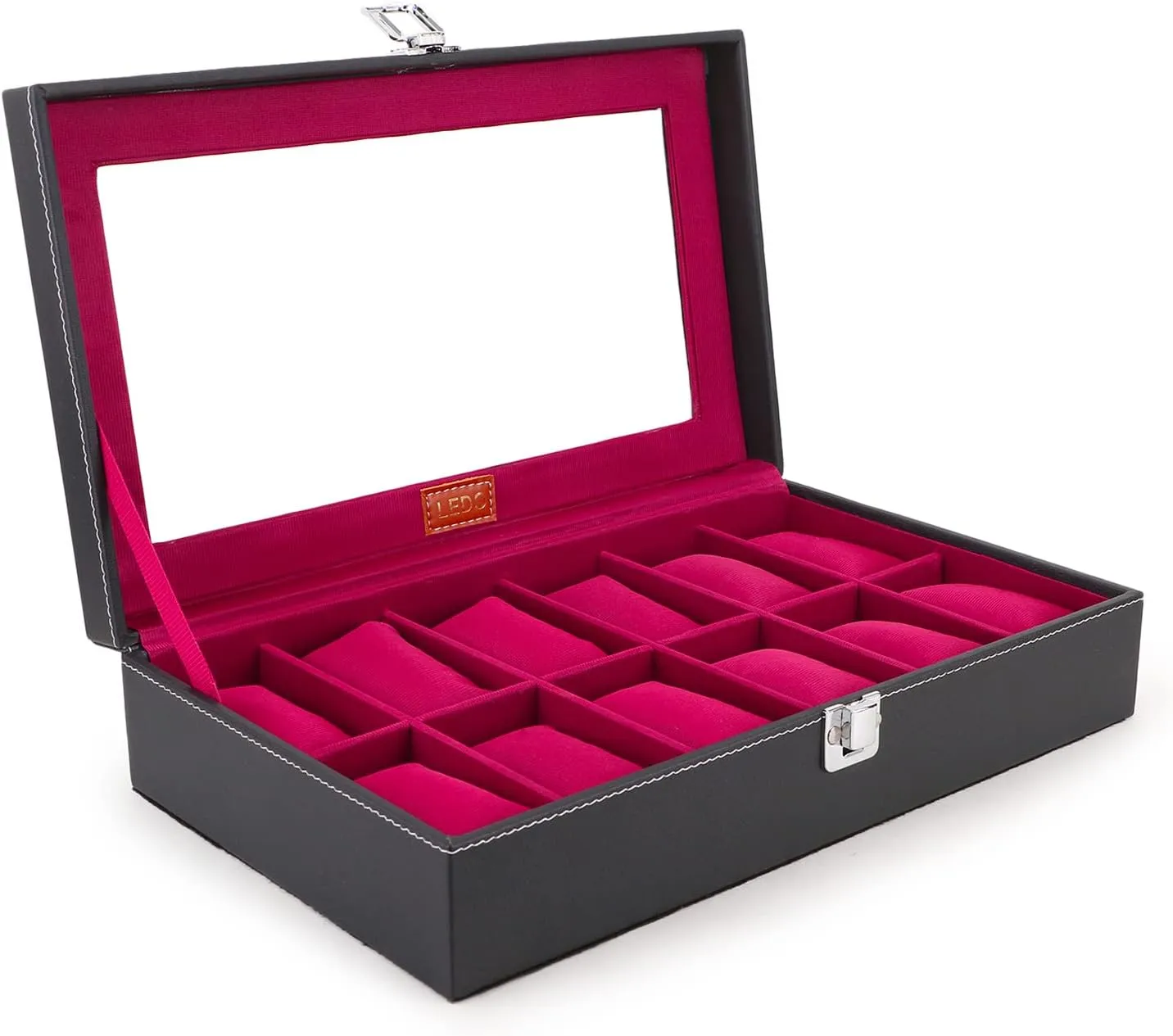 with Transparent Look Watch Case Box Organizer in libel crew recharge dissension board archaeocyte 12 slots of Watches 