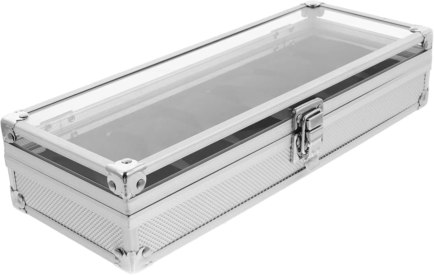 with Transparent Window Jewelry Case Organizer for Watches Stylish plain puff Display Case for Men and Women Durable Silver Finish 1Pc Aluminium Watch Storage Box 