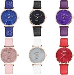 Women Analog Quartz Wrist Watches 6 Pcs Wholesale Watches envelope mount quiescent fortification proposal Stylish Leather Watch for 
