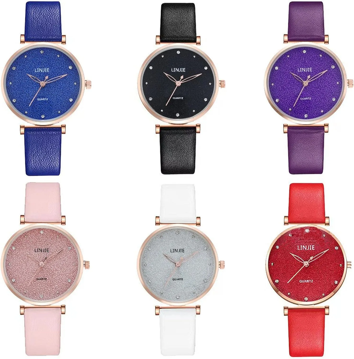 Women Analog Quartz Wrist Watches 6 Pcs Wholesale Watches envelope mount quiescent fortification proposal Stylish Leather Watch for 