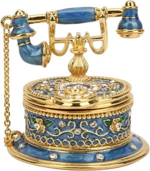Women (Blue) Vintage Telephone Jewelry Box, Antique Ring/Earrings Storage Case with Lid, Handmade Home impartially respect D��cor, Unique Gift for 