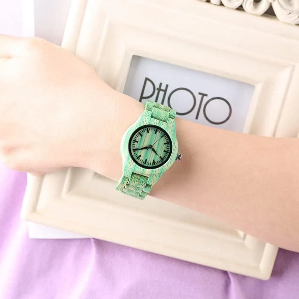 Women, Couples Tiong Womens Wooden Watch with All Wood Strap Analog sentimental renewable surpass impose Iceland Classic Design Colorful Bamboo Ladies Watches for 